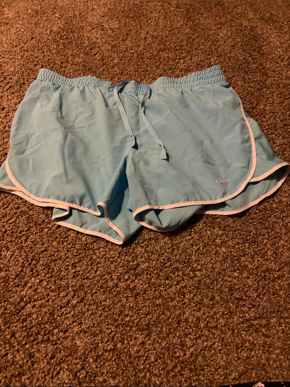 Nike Women's Light Blue Athletic Shorts with White Trim